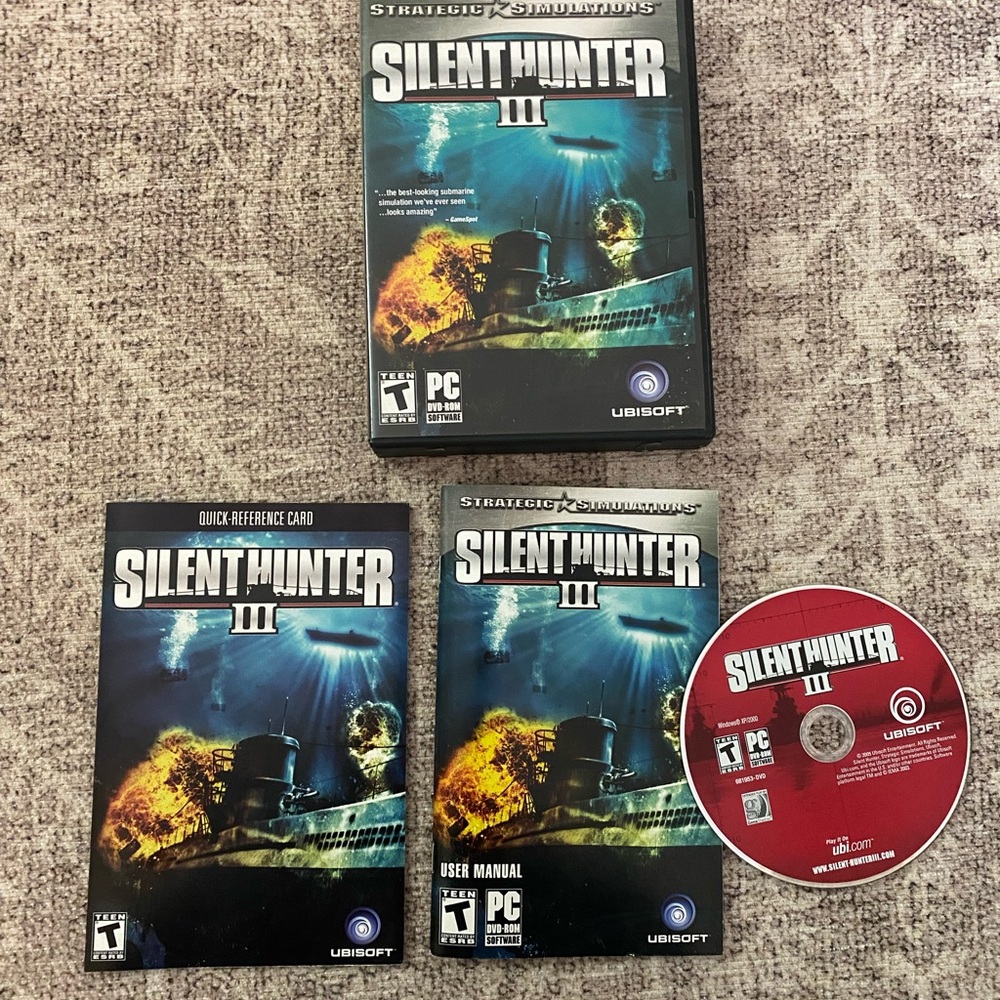 Silent Hunter III 3 (Windows PC 2000) Submarine Simulator w/ Manual Map & Key